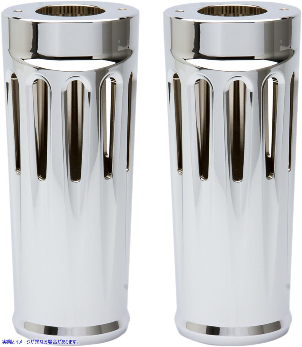 取寄せ フォークブーツカバー - +2インチ - クローム - ディープカット - FL アレンネス Fork Boot Covers - +2 - Chrome - Deep Cut - FL 20-027 04110084