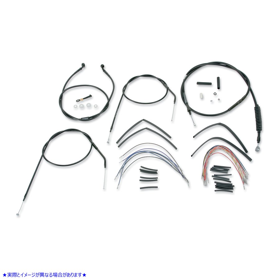 取寄せ エイプハンガーハンドルバー用ブラックビニールハンドルバーケーブル/ラインキット - 16インチ バーリーブランド Complete Black Vinyl Handlebar Cable/Line Kit for Ape Hanger Handlebars - 16 B30-1001 06100266