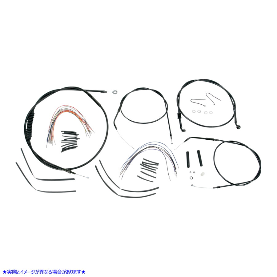 取寄せ エイプハンガーハンドルバー用ブラックビニールハンドルバーケーブル/ラインキット - 16インチ バーリーブランド Complete Black Vinyl Handlebar Cable/Line Kit for Ape Hanger Handlebars - 16 B30-1003 06100269