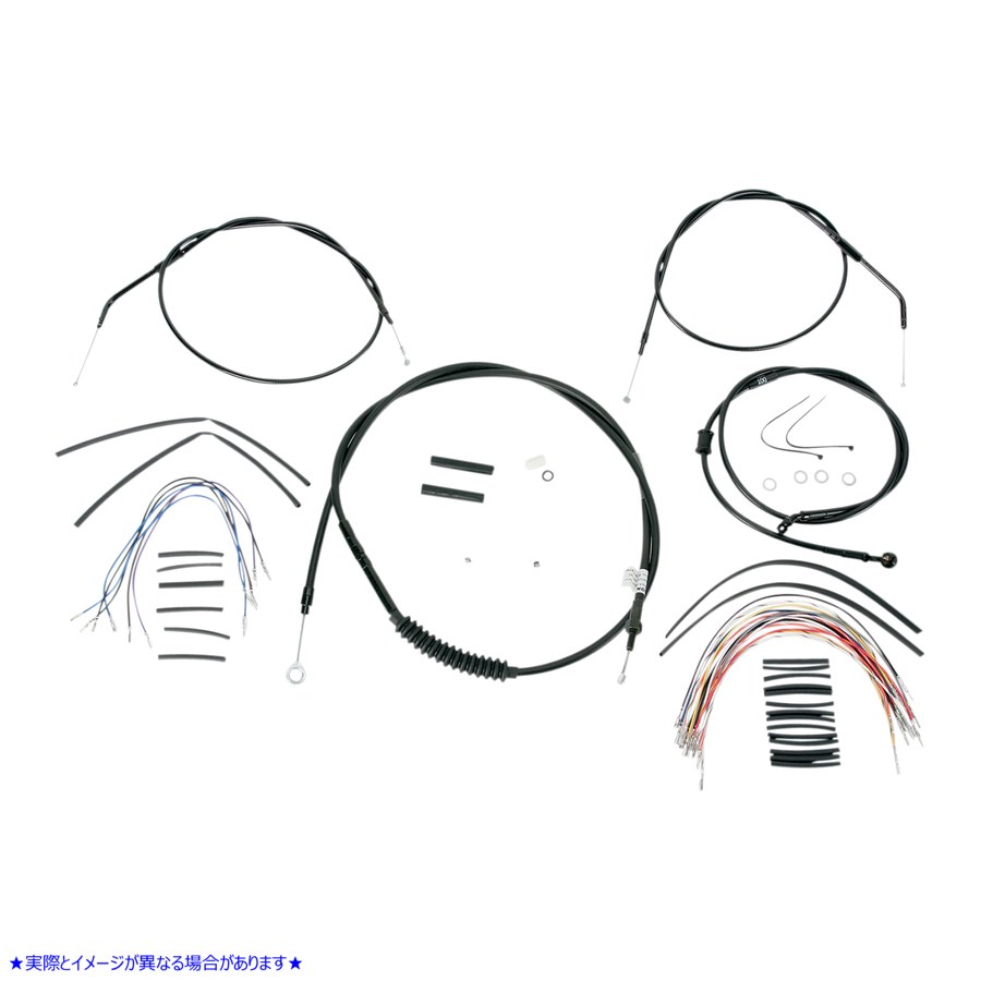 取寄せ エイプハンガーハンドルバー用ブラックビニールハンドルバーケーブル/ラインキット - 12インチ バーリーブランド Complete Black Vinyl Handlebar Cable/Line Kit for Ape Hanger Handlebars - 12 B30-1008 06100270