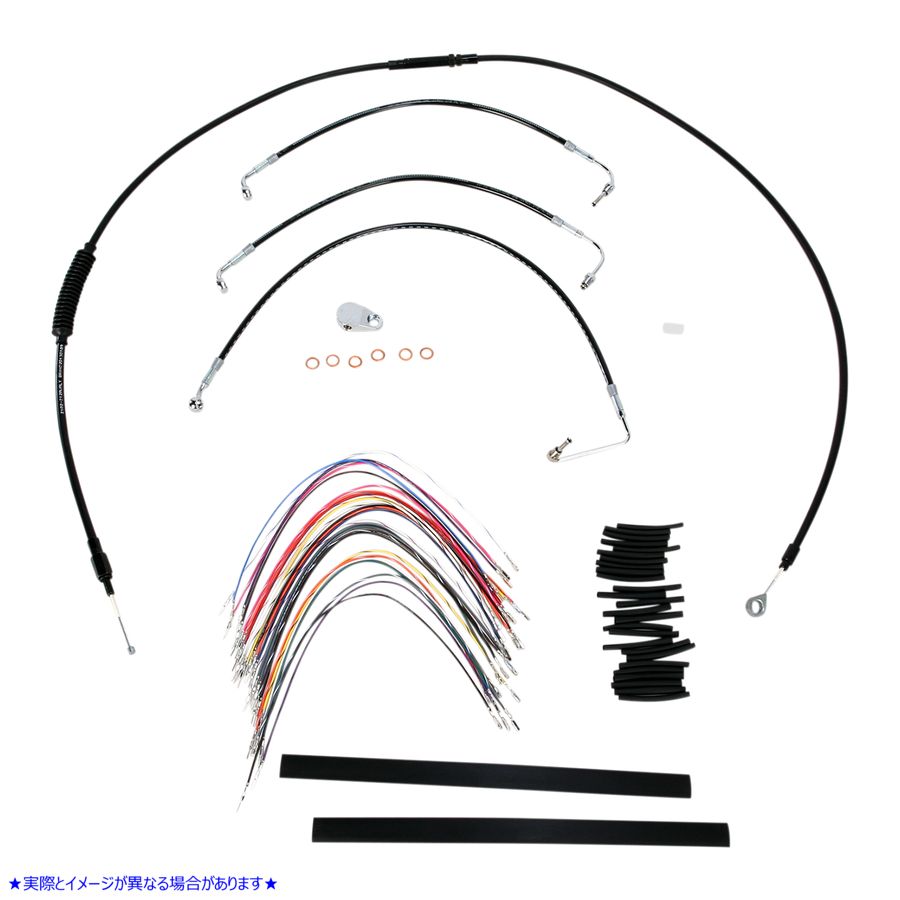 取寄せ エイプハンガーハンドルバー用ブラックビニールハンドルバーケーブル/ラインキット - 13インチ バーリーブランド Complete Black Vinyl Handlebar Cable/Line Kit for Ape Hanger Handlebars - 13 B30-1032 06100490