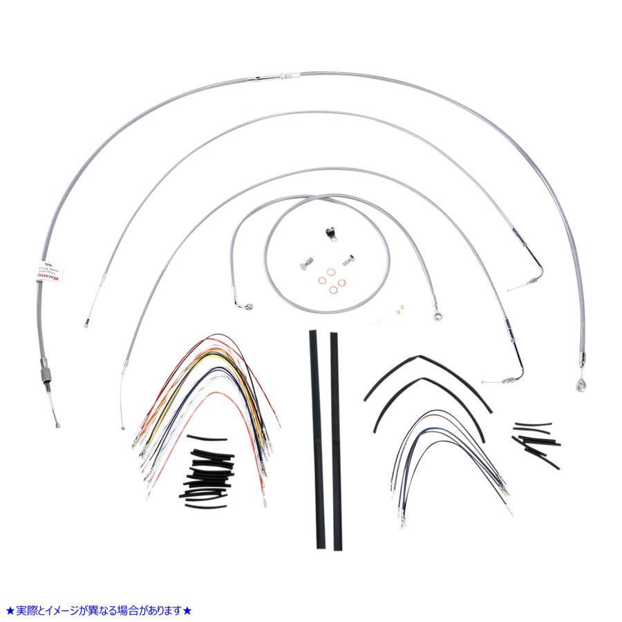 取寄せ ステンレス編み込みハンドルバーケーブル/ブレーキラインキット - 18インチ エイプハンガーハンドルバー バーリーブランド Complete Stainless Braided Handlebar Cable/Brake Line Kit - 18 Ape Hanger Han B30-1060 06100721