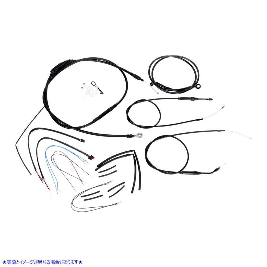 取寄せ エイプハンガーハンドルバー用ブラックビニールハンドルバーケーブル/ラインキット - 12インチ バーリーブランド Complete Black Vinyl Handlebar Cable/Line Kit for Ape Hanger Handlebars - 12 B30-1067 06100752