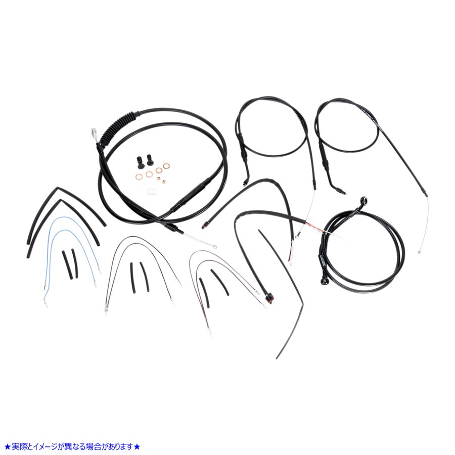 取寄せ エイプハンガーハンドルバー用ブラックビニールハンドルバーケーブル/ラインキット - 14インチ バーリーブランド Complete Black Vinyl Handlebar Cable/Line Kit for Ape Hanger Handlebars - 14 B30-1068 06100753