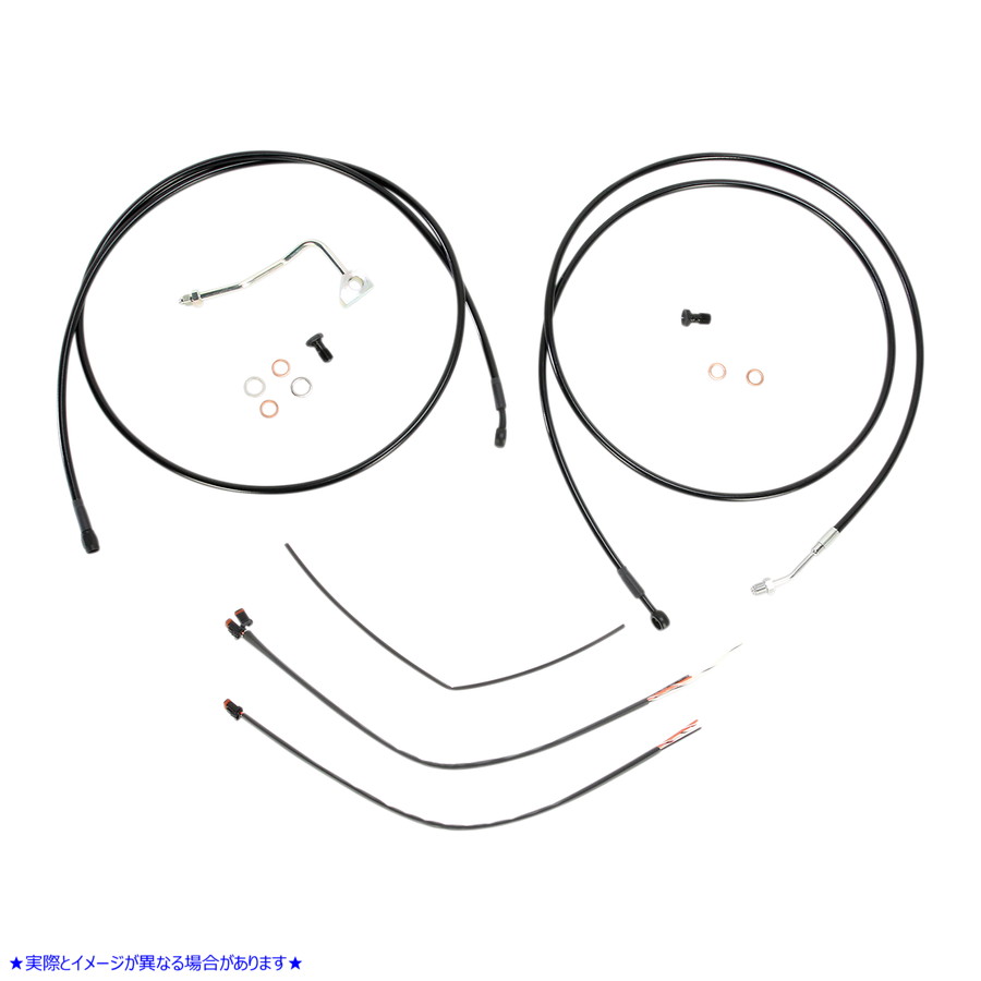 取寄せ エイプハンガーハンドルバー用 ブラックビニールハンドルバーケーブル/ラインキット - 13インチ - ABS バーリーブランド Complete Black Vinyl Handlebar Cable/Line Kit for Ape Hanger Handlebars - 13 - B30-1115 06100815