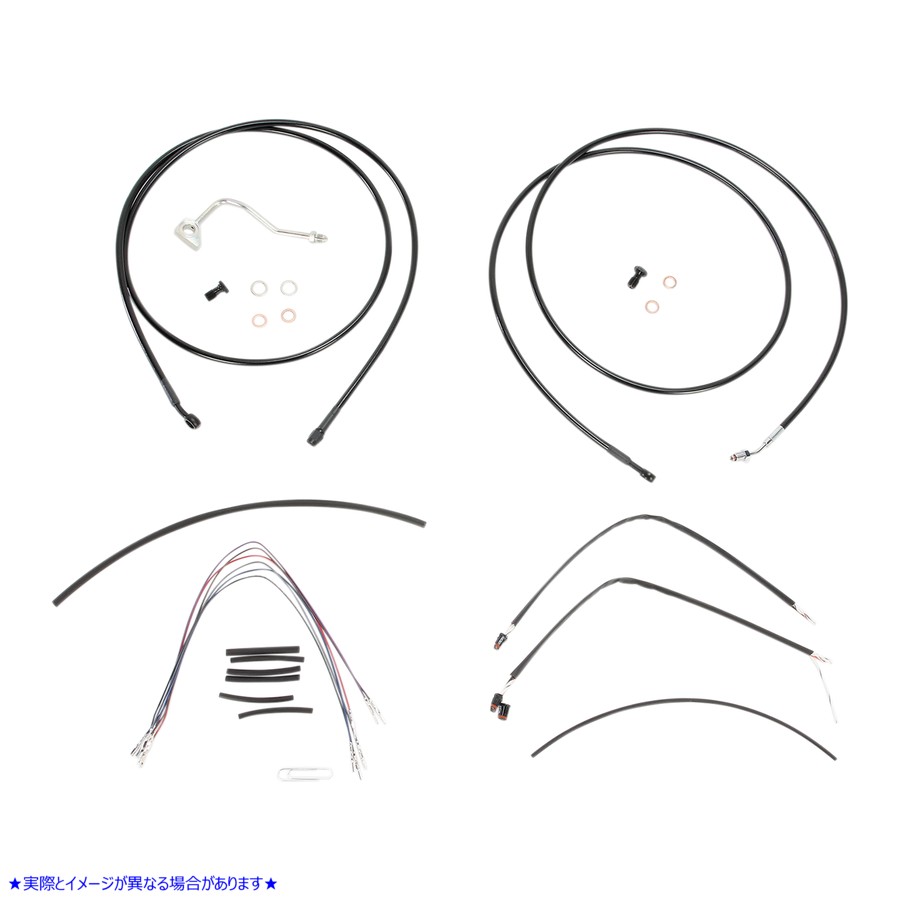 取寄せ エイプハンガーハンドルバー用 ブラックビニールハンドルバーケーブル/ラインキット - 15インチ - ABS バーリーブランド Complete Black Vinyl Handlebar Cable/Line Kit for Ape Hanger Handlebars - 15 - B30-1116 06100817