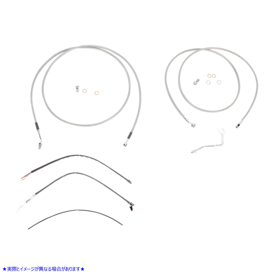 取寄せ ステンレス編み込みハンドルバーケーブル/ブレーキラインキット - 13インチ エイプハンガーハンドルバー バーリーブランド Complete Stainless Braided Handlebar Cable/Brake Line Kit - 13 Ape Hanger Han B30-1119 06100819