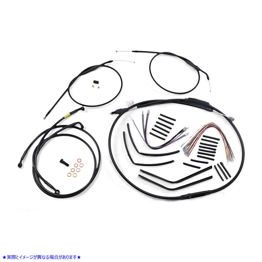 取寄せ ジェイルバーケーブルキット - 12インチハンドルバー - ブラックビニール バーリーブランド Jail Bar Cable Kit - 12 Handlebars - Black Vinyl B30-1190 06620596