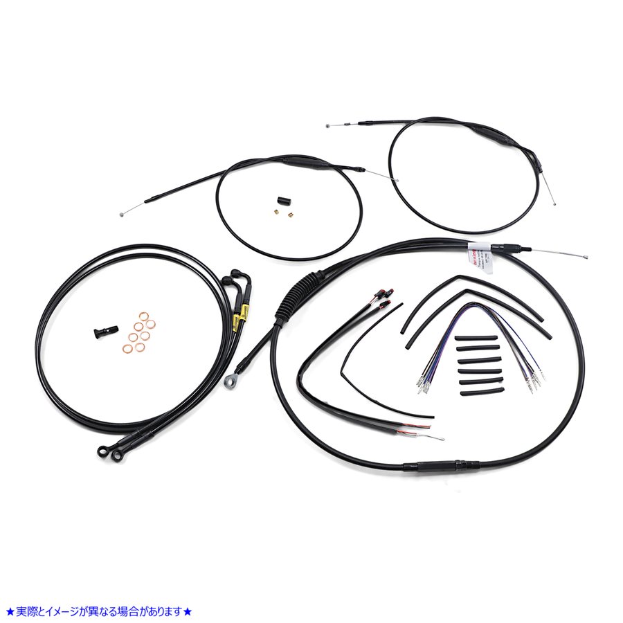 取寄せ エイプハンガーハンドルバー用ブラックビニールハンドルバーケーブル/ラインキット - 12インチ バーリーブランド Complete Black Vinyl Handlebar Cable/Line Kit for Ape Hanger Handlebars - 12 B30-1202 06620602