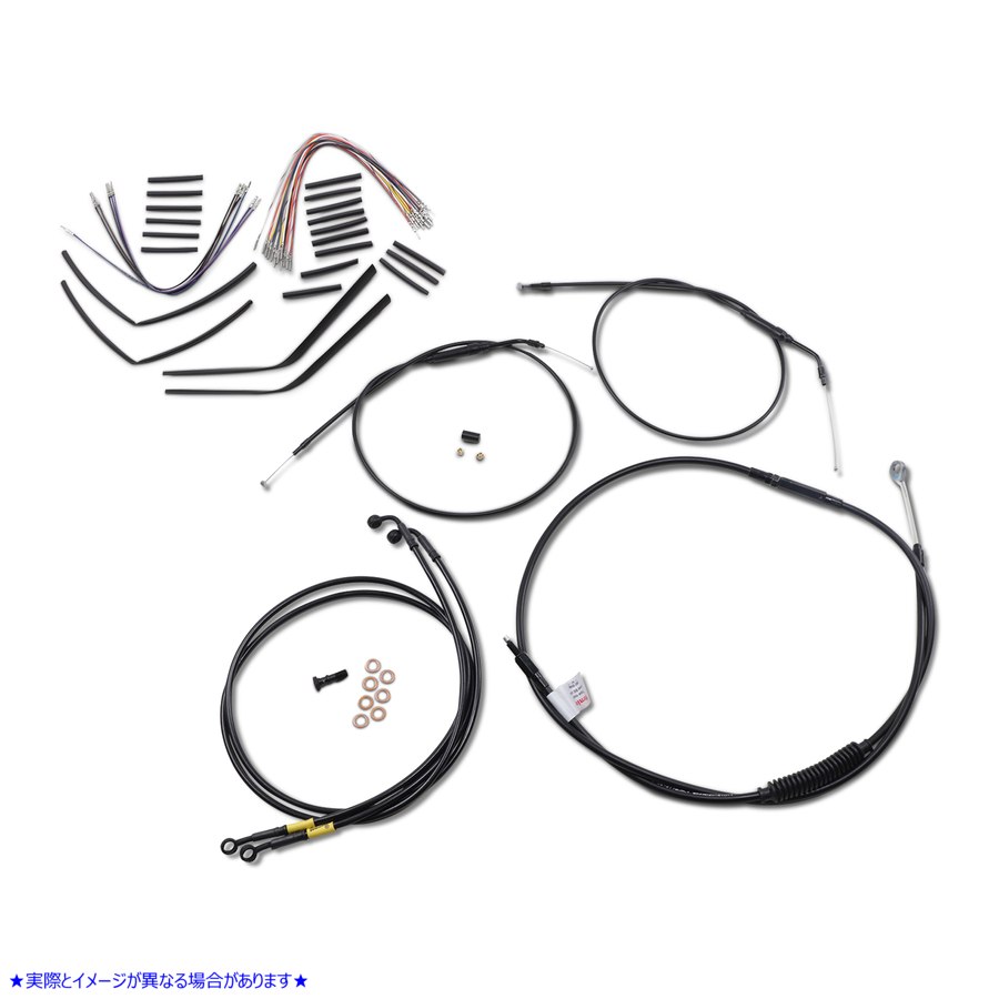 取寄せ エイプハンガーハンドルバー用ブラックビニールハンドルバーケーブル/ラインキット - 14インチ バーリーブランド Complete Black Vinyl Handlebar Cable/Line Kit for Ape Hanger Handlebars - 14 B30-1198 06620614