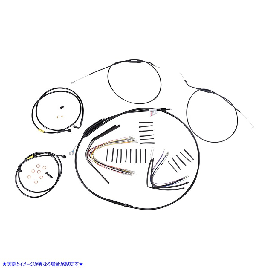 取寄せ エイプハンガーハンドルバー用ブラックビニールハンドルバーケーブル/ラインキット - 16インチ バーリーブランド Complete Black Vinyl Handlebar Cable/Line Kit for Ape Hanger Handlebars - 16 B30-1199 06620615