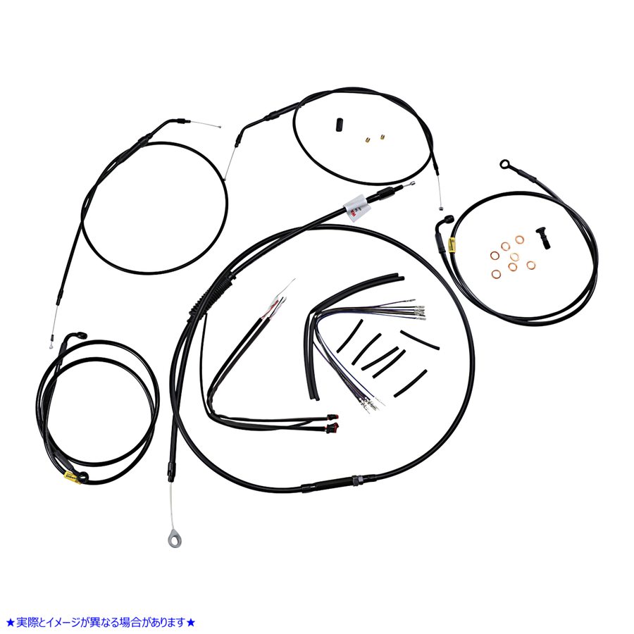 取寄せ エイプハンガーハンドルバー用ブラックビニールハンドルバーケーブル/ラインキット - 16インチ バーリーブランド Complete Black Vinyl Handlebar Cable/Line Kit for Ape Hanger Handlebars - 16 B30-1204 06620617