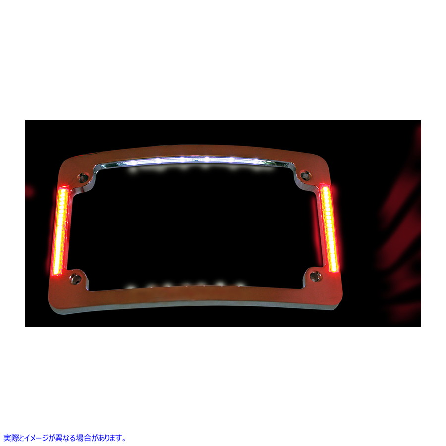 取寄せ トライラディウス ナンバープレートフレーム（フラッシュマウントLED付き） - クローム カスタムダイナミクス Tri-Radius License Plate Frame w Flushmount LEDs - Chrome TF06-C 20300843