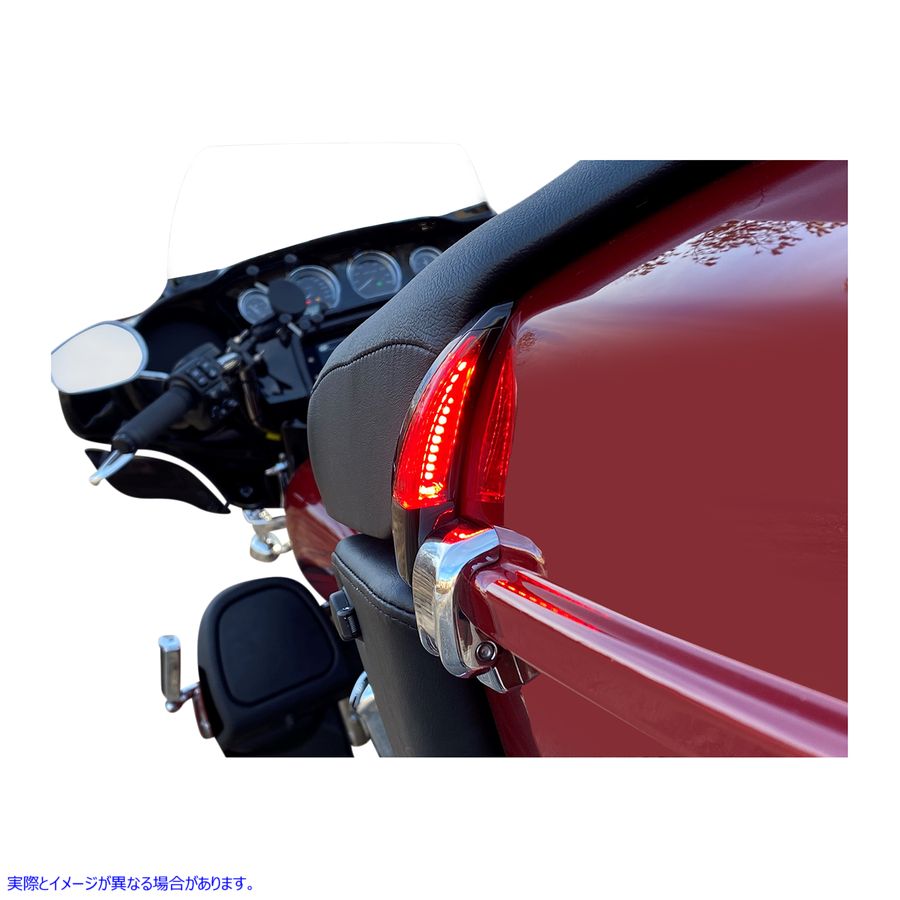 取寄せ シーケンシャル ツアーパック シートバックレスト LEDライト - ブラック/レッド - FLH カスタムダイナミクス Sequential Tour Pak Seat Back Rest LED Lights - Black/Red - FLH CD-TPBR-14-RB 20402540