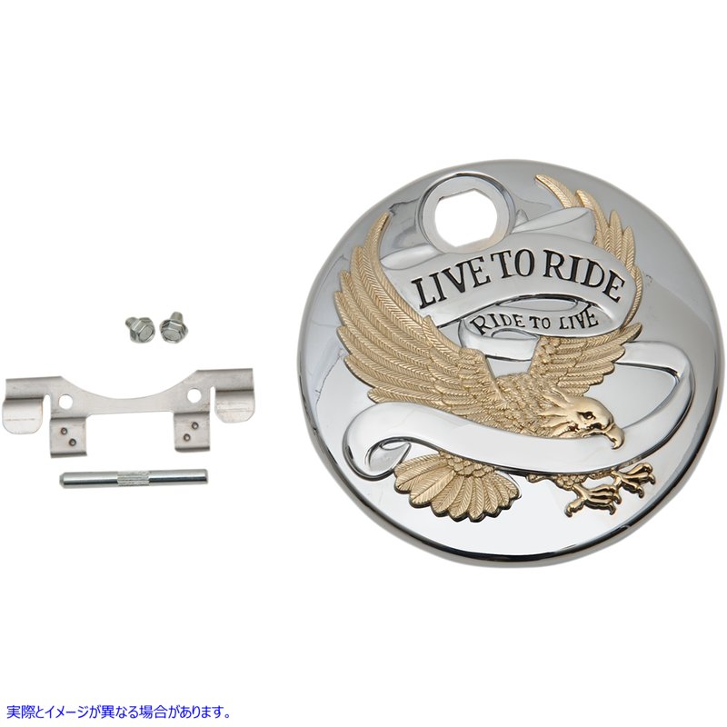 取寄せ 「Live to Ride」コンソールドア - クロームとゴールド ドラッグスペシャリティーズ Live to Ride Console Door - Chrome with Gold 0703-0742 07030742