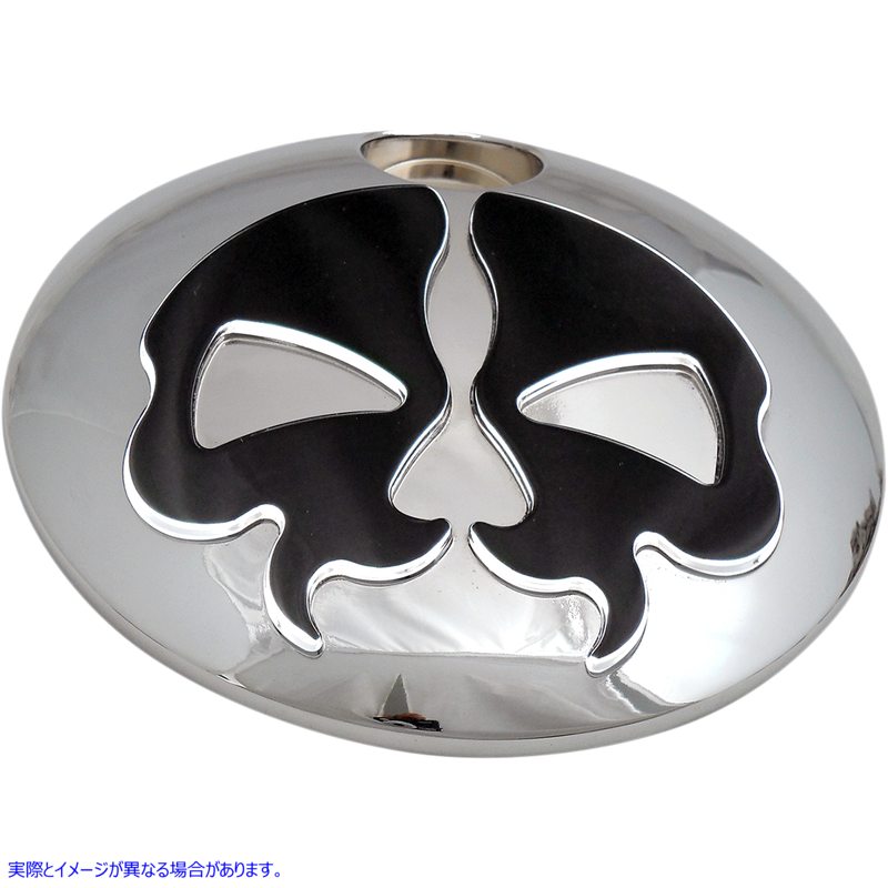 取寄せ 燃料ドア - スプリットスカル - クロームとブラック ドラッグスペシャリティーズ Fuel Door - Split Skull - Chrome with Black 0703-0791 07030791