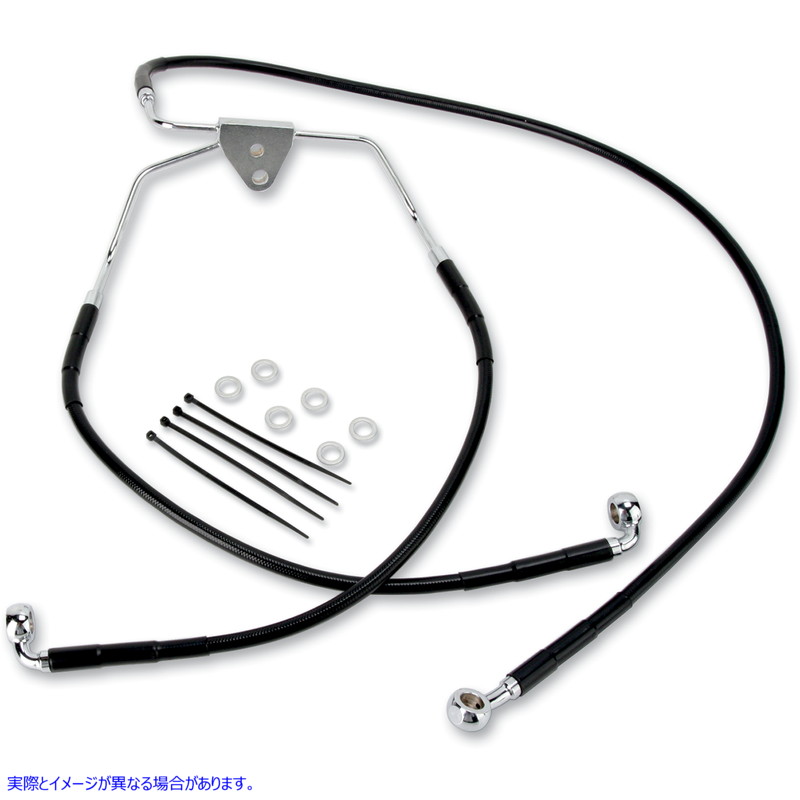 取寄せ ブレーキライン - フロント - ブラック - +10インチ ドラッグスペシャリティーズ Brake Line - Front - Black - +10 1741-2513 17412513