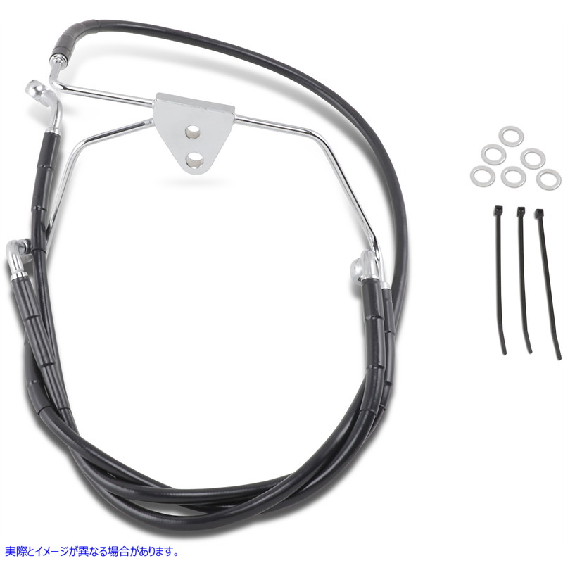 取寄せ ブレーキライン - フロント - ブラック - +10インチ - FLH 96-07 ドラッグスペシャリティーズ Brake Line - Front - Black - +10 - FLH '96-'07 1741-2519 17412519