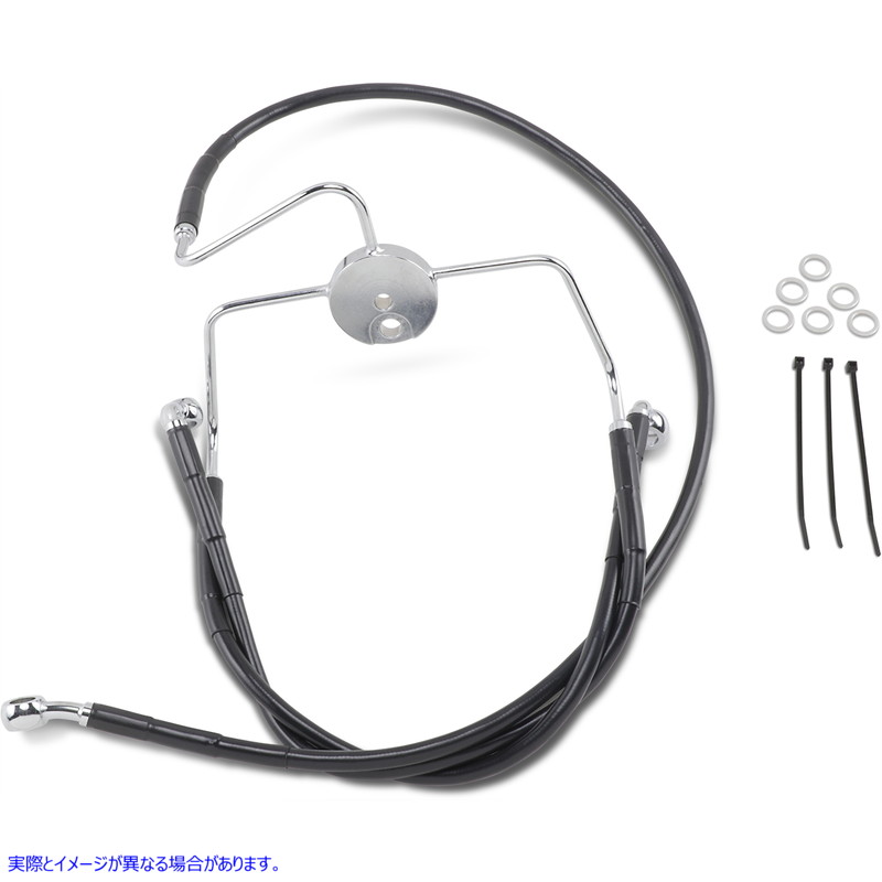 取寄せ ブレーキライン - フロント - ブラック - +6インチ ドラッグスペシャリティーズ Brake Line - Front - Black - +6 1741-2523 17412523