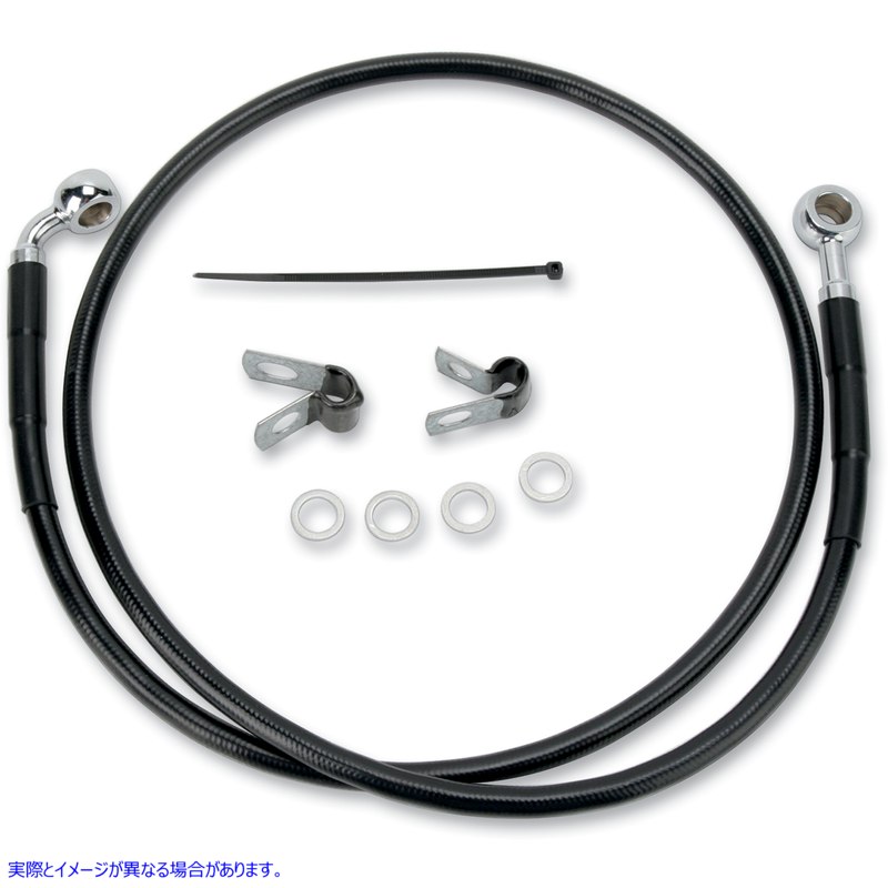 取寄せ ブレーキライン - フロント（上部） - ブラック ドラッグスペシャリティーズ Brake Line - Front (Upper) - Black 1741-2526 17412526