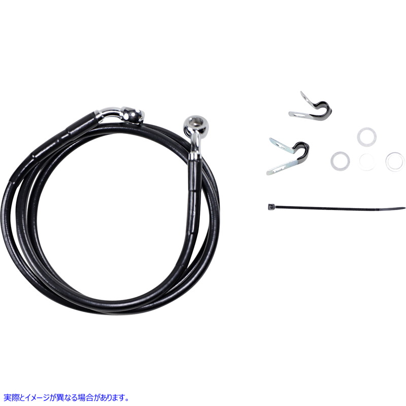 取寄せ ブレーキライン - フロント - ブラック - +6インチ - XL ドラッグスペシャリティーズ Brake Line - Front - Black - +6 - XL 1741-2535 17412535