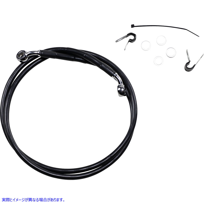 取寄せ ブレーキライン - フロント - ブラック - +10インチ - XL ドラッグスペシャリティーズ Brake Line - Front - Black - +10 - XL 1741-2537 17412537