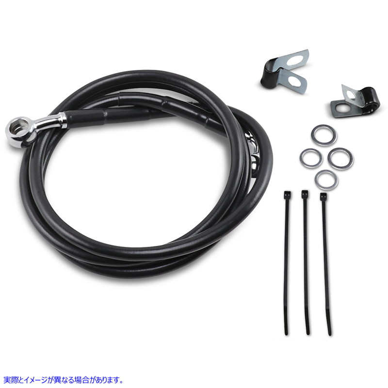 取寄せ ブレーキライン - フロント - ブラック - +8インチ ドラッグスペシャリティーズ Brake Line - Front - Black - +8 1741-2554 17412554