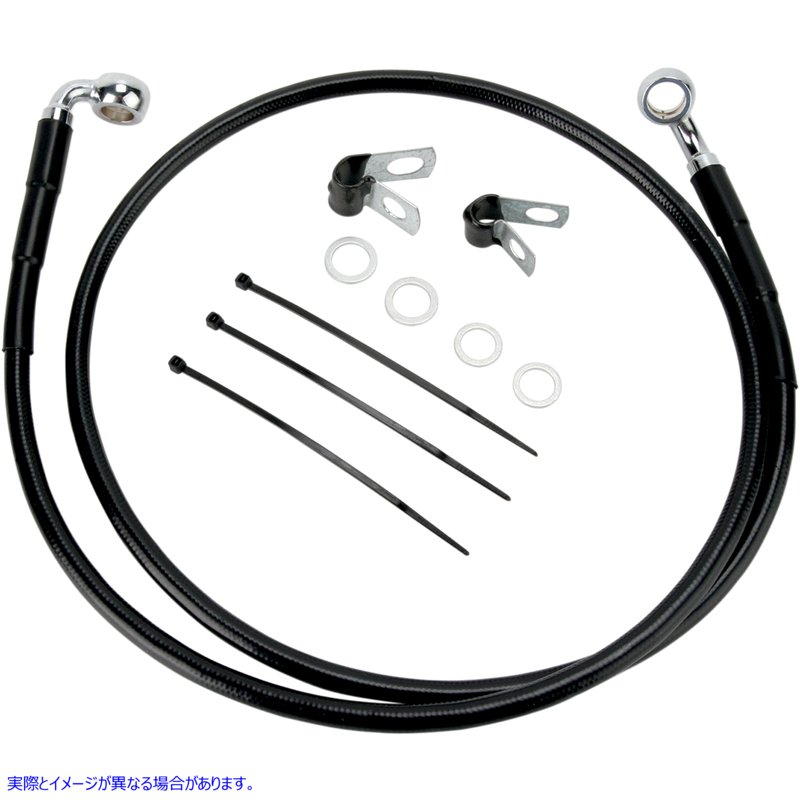 取寄せ ブレーキライン - フロント - ブラック - +2インチ - FXDL 01-05 ドラッグスペシャリティーズ Brake Line - Front - Black - +2 - FXDL '01-'05 1741-2569 17412569