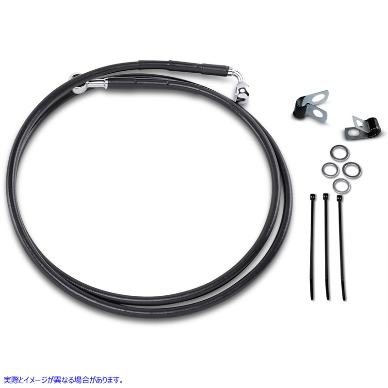 取寄せ ブレーキライン - フロント - ブラック - +10インチ ドラッグスペシャリティーズ Brake Line - Front - Black - +10 1741-2585 17412585