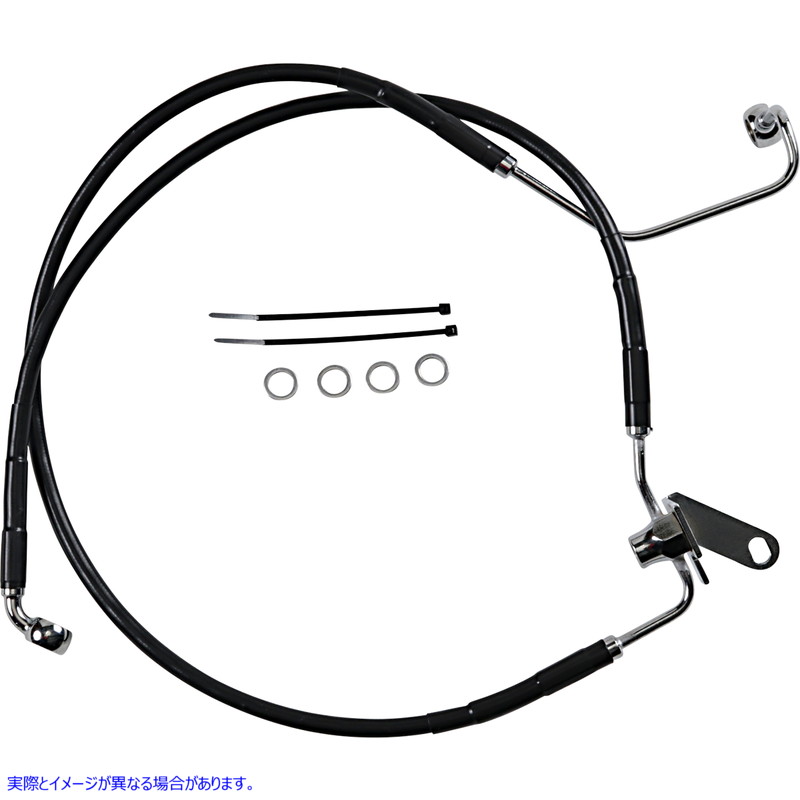 取寄せ ブレーキライン - フロント - ブラック - +2インチ - ソフテイル 04-06 ドラッグスペシャリティーズ Brake Line - Front - Black - +2 - Softail '04-'06 1741-2955 17412955