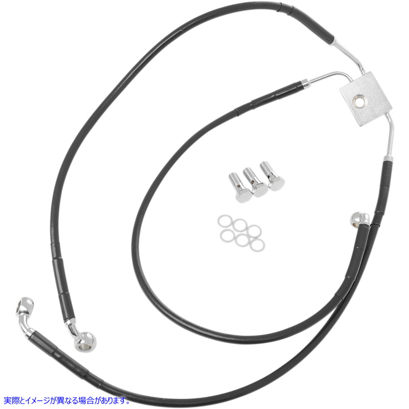 取寄せ ブレーキライン - フロント - ブラック - +2インチ - FXDF 12-17 ドラッグスペシャリティーズ Brake Line - Front - Black - +2 - FXDF '12-'17 1741-3824 17413824