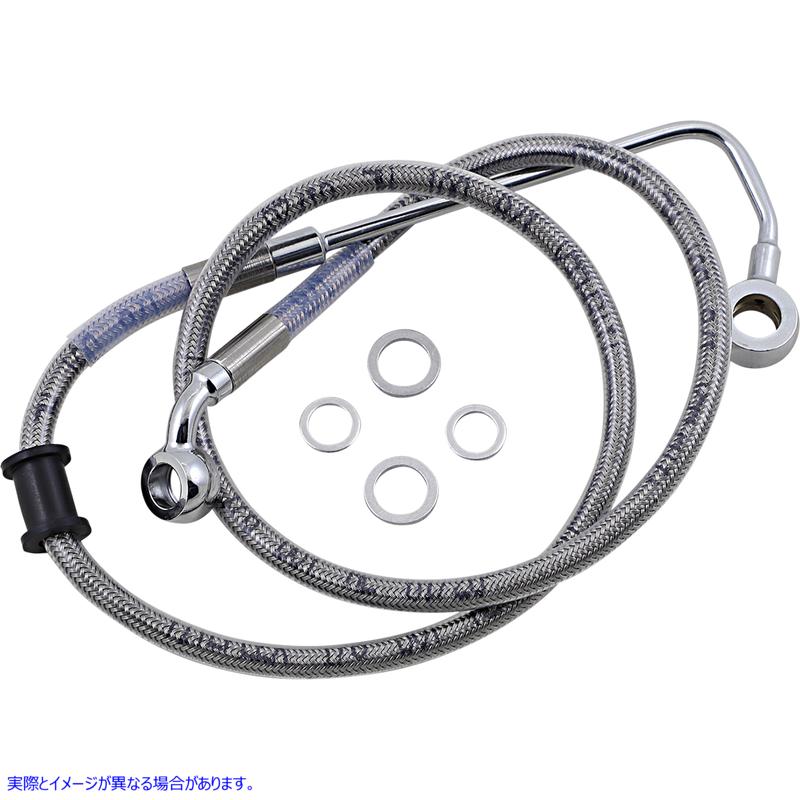 取寄せ ブレーキライン - +4インチ - ステンレススチール - 15-17 ソフテイル ドラッグスペシャリティーズ Brake Line - +4 - Stainless Steel - '15-'17 Softail 1741-5778 17415778