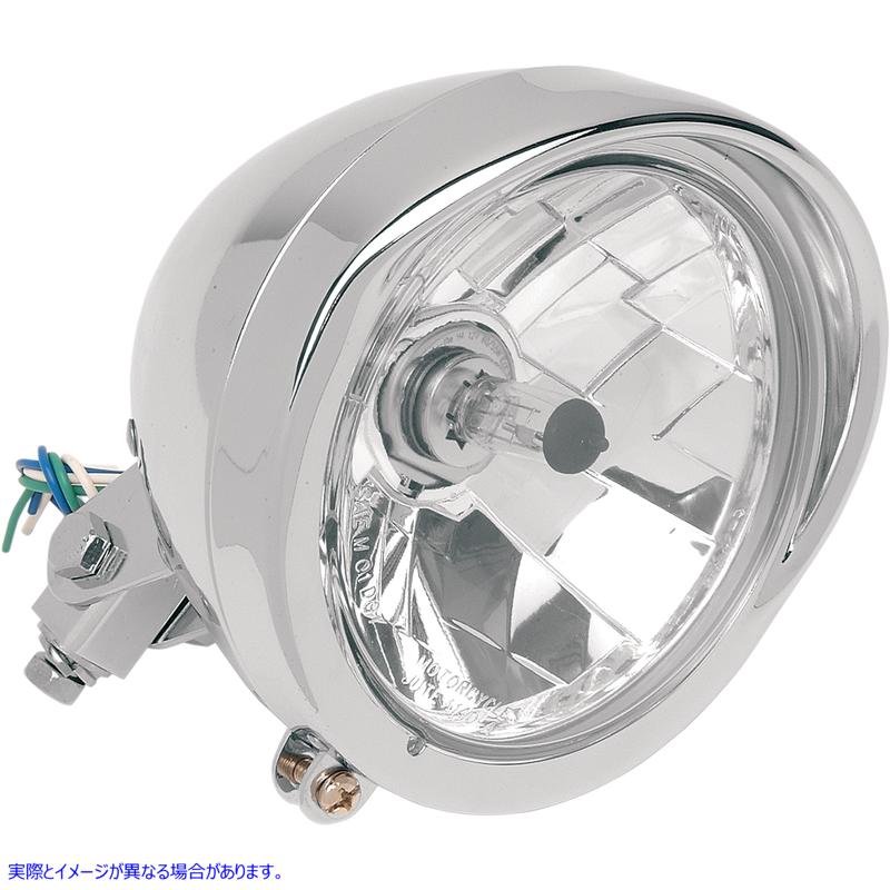 取寄せ 5-3/4インチ ヘッドライト（バイザー付き） - クリアレンズ - クローム ドラッグスペシャリティーズ 5-3/4 Head Light with Visor - Clear Lens - Chrome 2001-0095 20010095