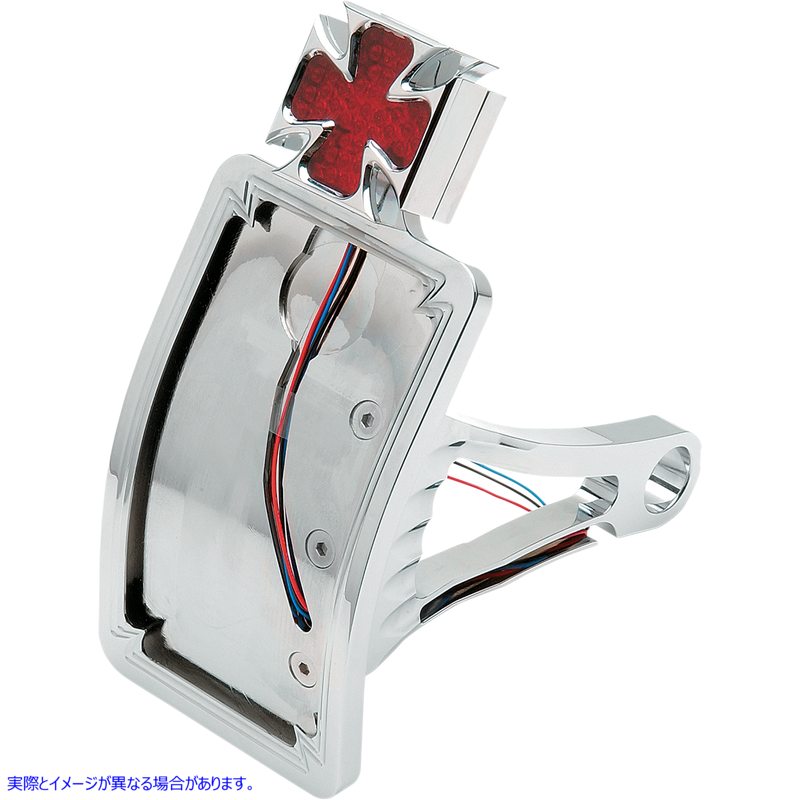 取寄せ サイドマウント テールライト/ナンバープレートマウント - カーブ垂直 - マルタ十字 ドラッグスペシャリティーズ Side Mount Taillight/License Plate Mount - Curved Vertical - Maltese Cross 2010-0558 20100558