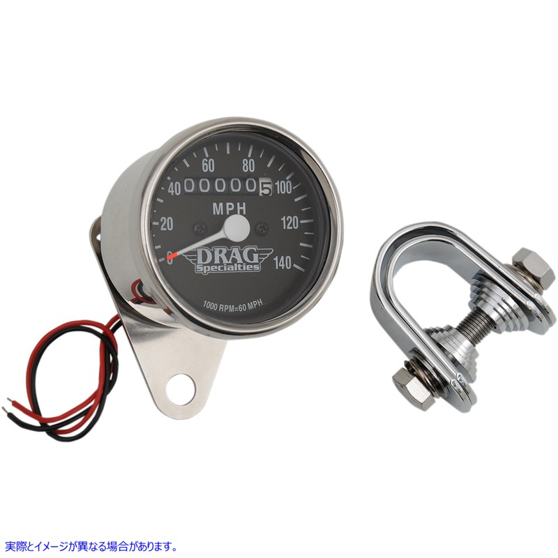 取寄せ 2.4インチ MPH ミニ LED 機械式スピードメーター/インジケーター - クロームハウジング - ブラックフェイス - 1:1 ドラッグスペシャリティーズ 2.4 MPH Mini LED Mechanical Speedometer/Indicators - Chrom DS-244130 DS244130