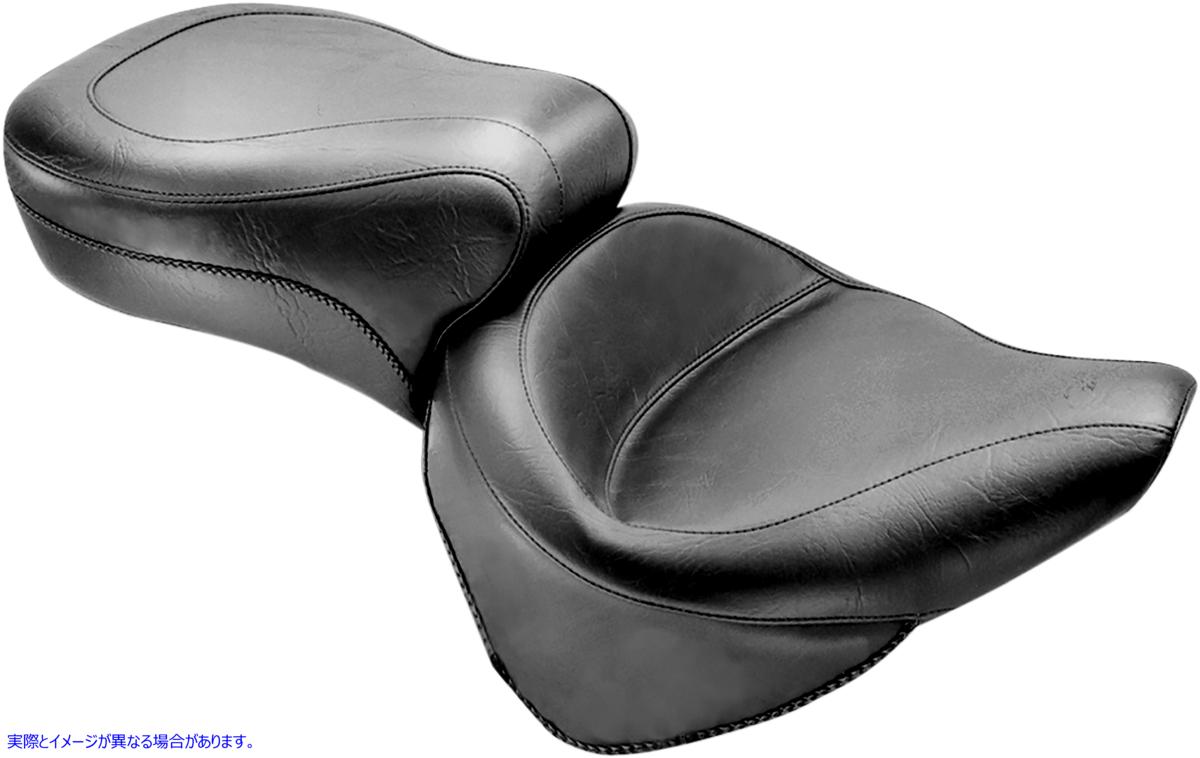 取寄せ ヴィンテージ2アップシート マスタング Vintage Style Seat - Wide - Smooth - Black - Softail 75735 08020319