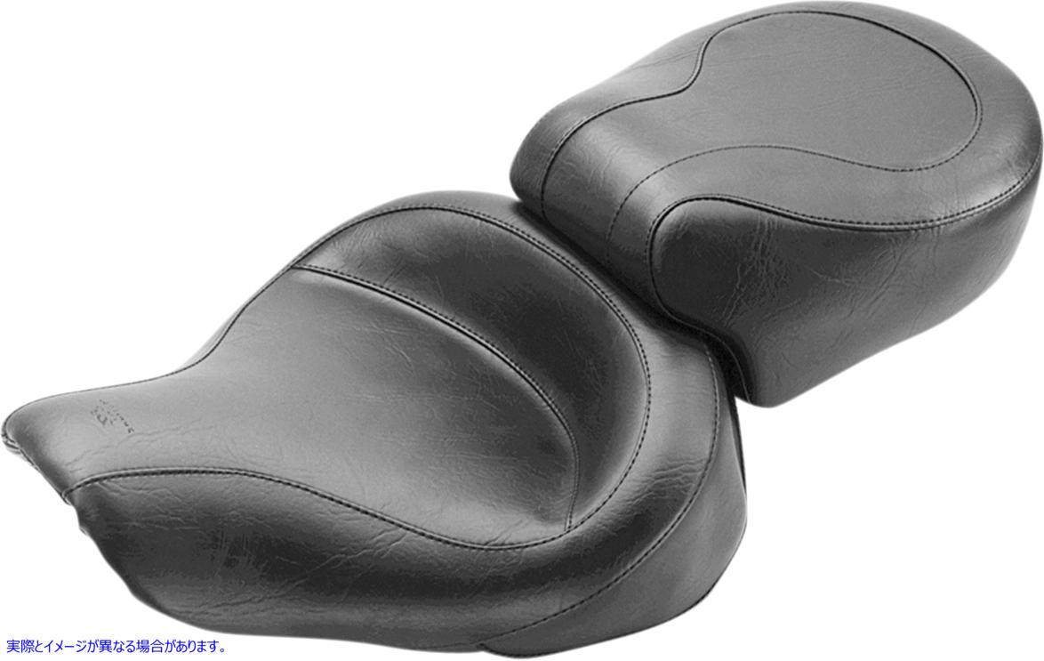 取寄せ ヴィンテージ2アップシート マスタング Vintage Style Seat - Wide - Smooth - Black - Dyna '96-'03 75536 08030227
