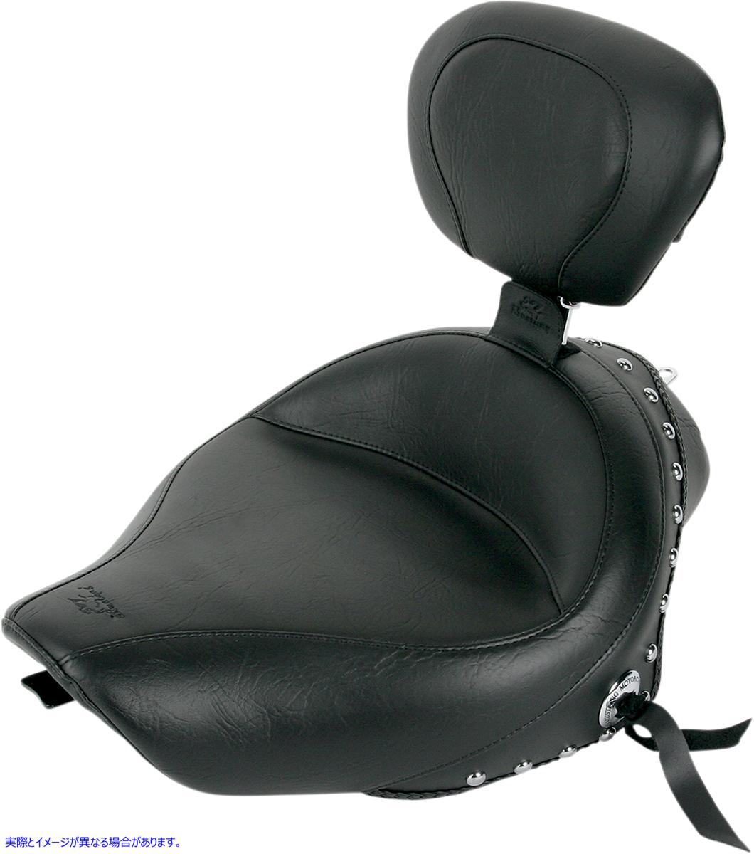 取寄せ 取り外し可能なバックレストを備えたワイドスタイルのソロシート マスタング Wide Solo Seat - With Backrest - Black - Studded W/Concho - XL '04-'20 79439 08040310