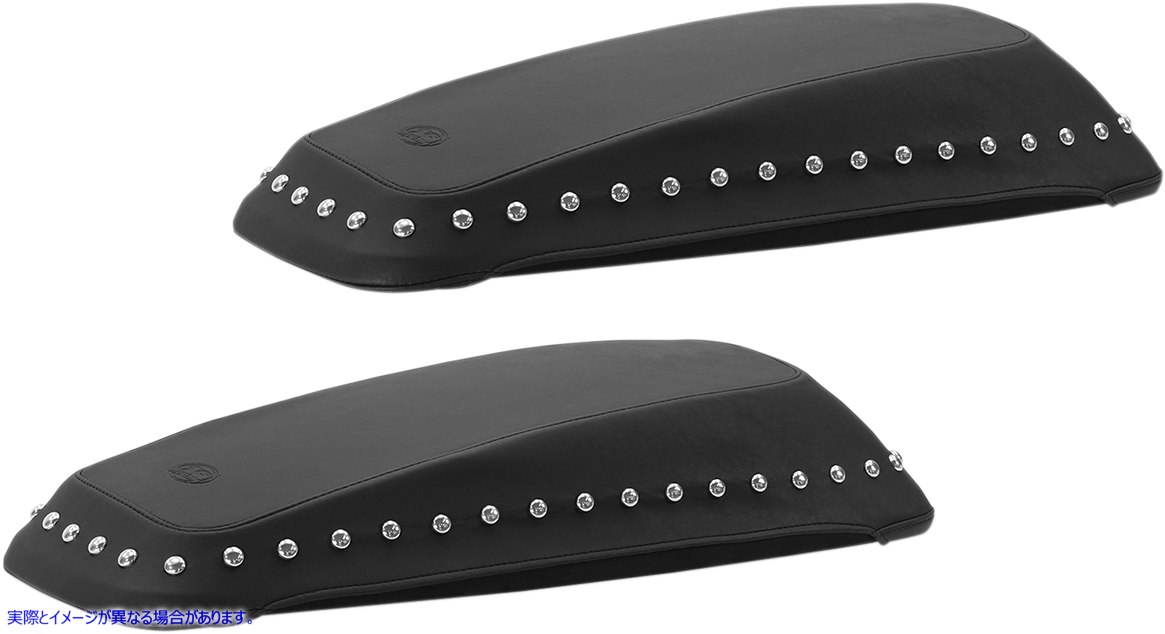 取寄せ サドルバッグ リッド カバー - クローム スタッド - 14-19 FL マスタング Saddlebag Lid Covers - Chrome Stud - '14-'19 FL 77623 35010975